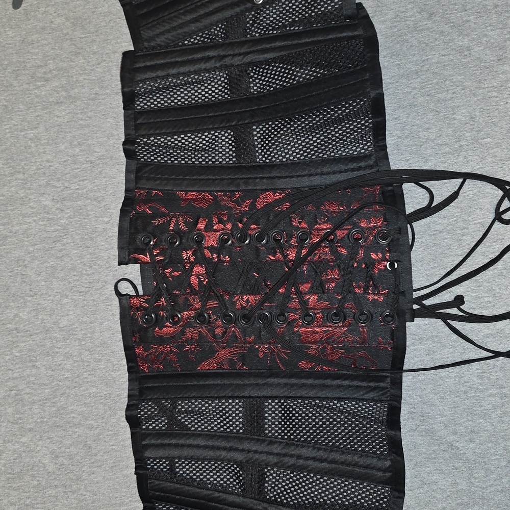Black and Red Lace-Up Corset